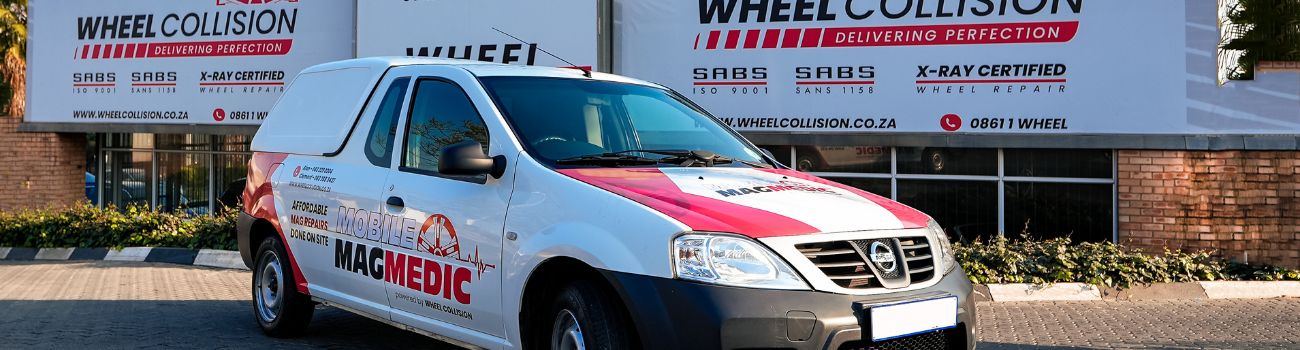 Mobile Mag Medic Van outside the Wheel Collison Store